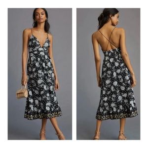 NWOT Anthropologie Maeve Embroidered Floral & Bumble Bee Dress  Size Small